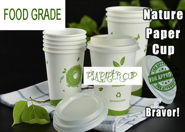 Takeaway 8 Oz Pla Paper Coffee Cups , Disposable Paper Soup Cups With Lids