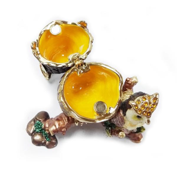 Mun and baby owl bird jewelry box enamel owl trinket jewelry owl decorative box  trinket box