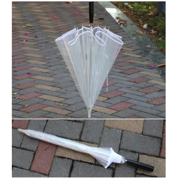 Golf Transparent Umbrella With LED Light For Rain With Fiberglass Ribs And Aluminum Shaft,