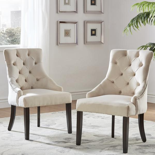 White Leather Tufted High Back Dining Chair , Hotel Upholstered Dining Chairs Sillas De Dise