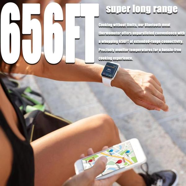 Long distance 150m Remote Smart Bbq  Thermometer Instant Read Digital Bluetooth 5.0 Wireless Meat Thermometer 10 Modes  Meat Thermometer