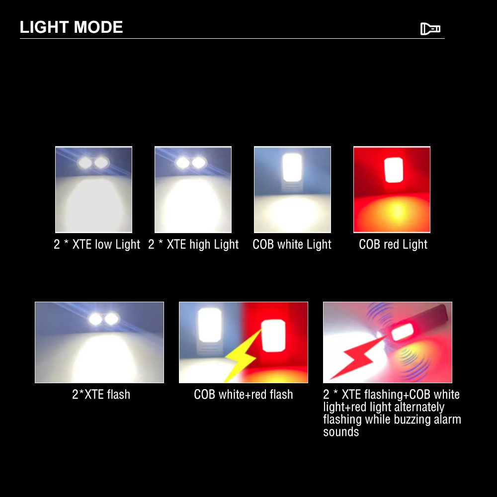 Ultra-thin Flashlight with Buzzer, USB Rechargeable Working Lamp, Magnetic Attachment, COB LED Portable EDC Flashlight