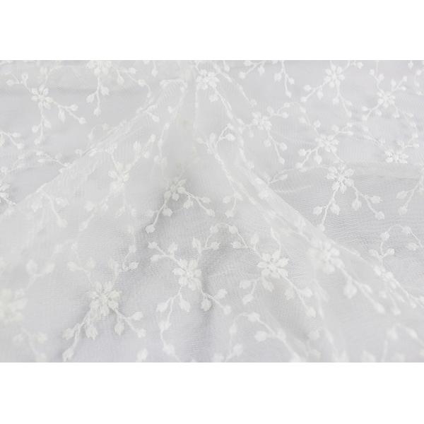 Tissu français de dentelle de broderie de bout droit, bord cranté de tissu net de robe de dentelle de Tulle