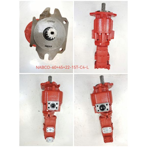 Iron aluminum stainless steel NABCO Gear Pump NABCO-60+45+22-15T-C4-L Medium High Pressure Hydraulic Gear Pump for Kawasaki Construction Equipment