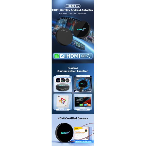 Carplay Android Auto Car Universal Carplay Adapter Plug and Play Hd2Cp Pro Cars TV with CortexTM-A7 core 900MHz CPU