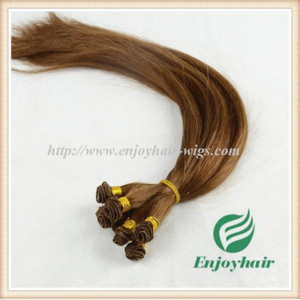 Hand tied weaviing Brazilian 5A virgin remy hair, 6#color straight hair extension weaves