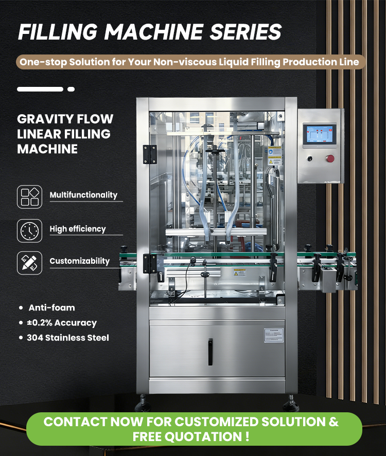 Full Automatic Gravity Linear Filler for Drinking Water, Juice, Mineral Water and Daily Chemical Liquid