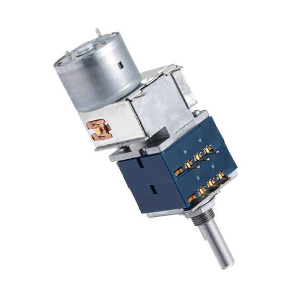 RK27 モーター付きLOGステレオポテンチオメーター 音声用ダブル50K 2バンドスムーズシリンダ式シャフト