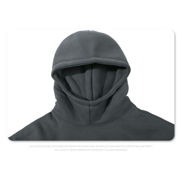 Puff Print Men'S Two Tone Hoodie High Weight Warm Fleece Pullover Hoodie Drop Shoulder