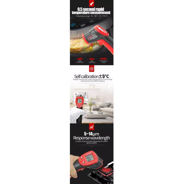 WT320 Industrial Infrared Thermometer with 12:1 Distance Spot Ratio