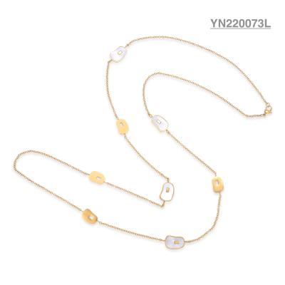 60CM Stainless Steel Designer Jewelry Long Pendant Gold Stacking Necklace
