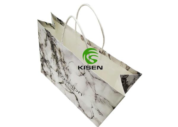 White Bulk Marble Paper Handle Shopping Bags For Gift Promotion Customized Size