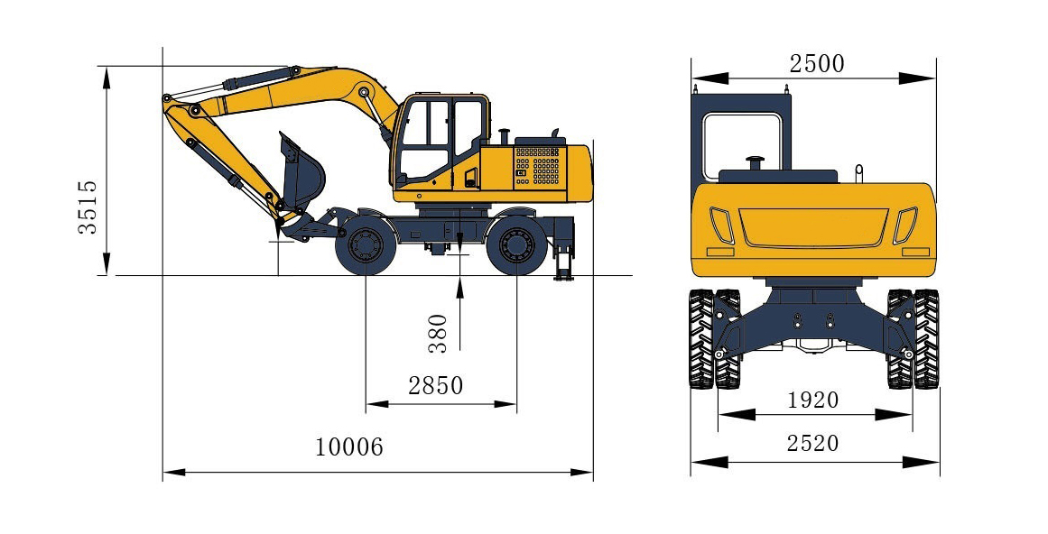 Экскаватор на колесах двигателя CUMMINS H9215 Приемлемый OEM/ODM
