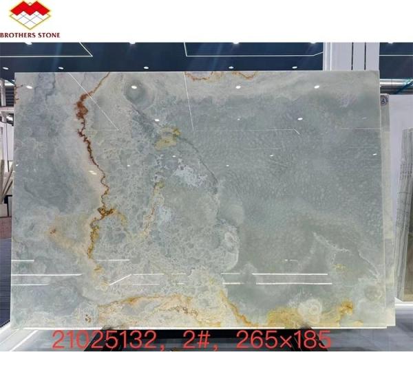 Gold and Blue Onyx Marble Stone for Hotel Floor Luxury Natural Stone Jade Slab Design