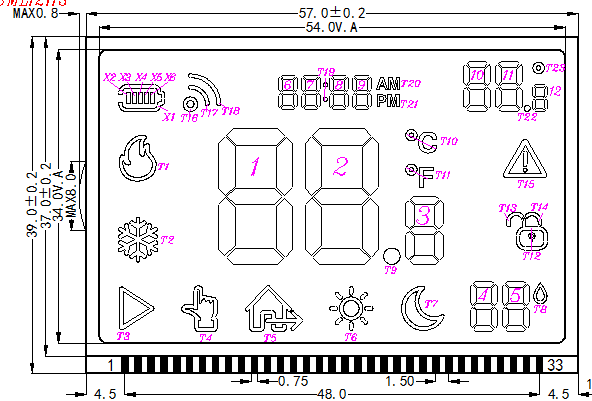 Factory OEM/ODM Customized Size Black Va 12 Digit LCD Screen Display For Hvac Thermostat