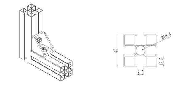 Alliage d'aluminium à extrusion carrée industrielle 40X40 Profiles d'extrusion d'aluminium de haute qualité standard européen