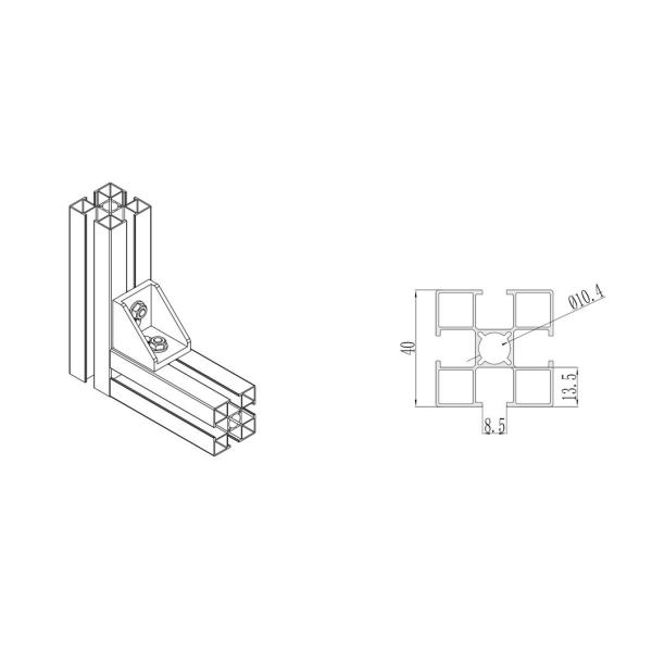 Profiles d'extrusion en alliage d'aluminium 40x40 à extrusion carrée industrielle