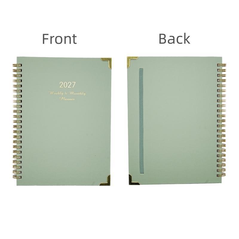 A5 Gold Spiral Bound Leather Daily Planner Refillable Task Management Journal Notebook