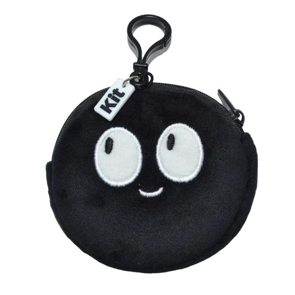 Round Shape Cute Embroidery And Printed Emoji Plush Coin Purse With Silicone Tag