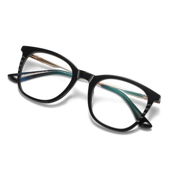 Handmade Acetate Metal Glasses Frame Unisex Square Anti Blue Light