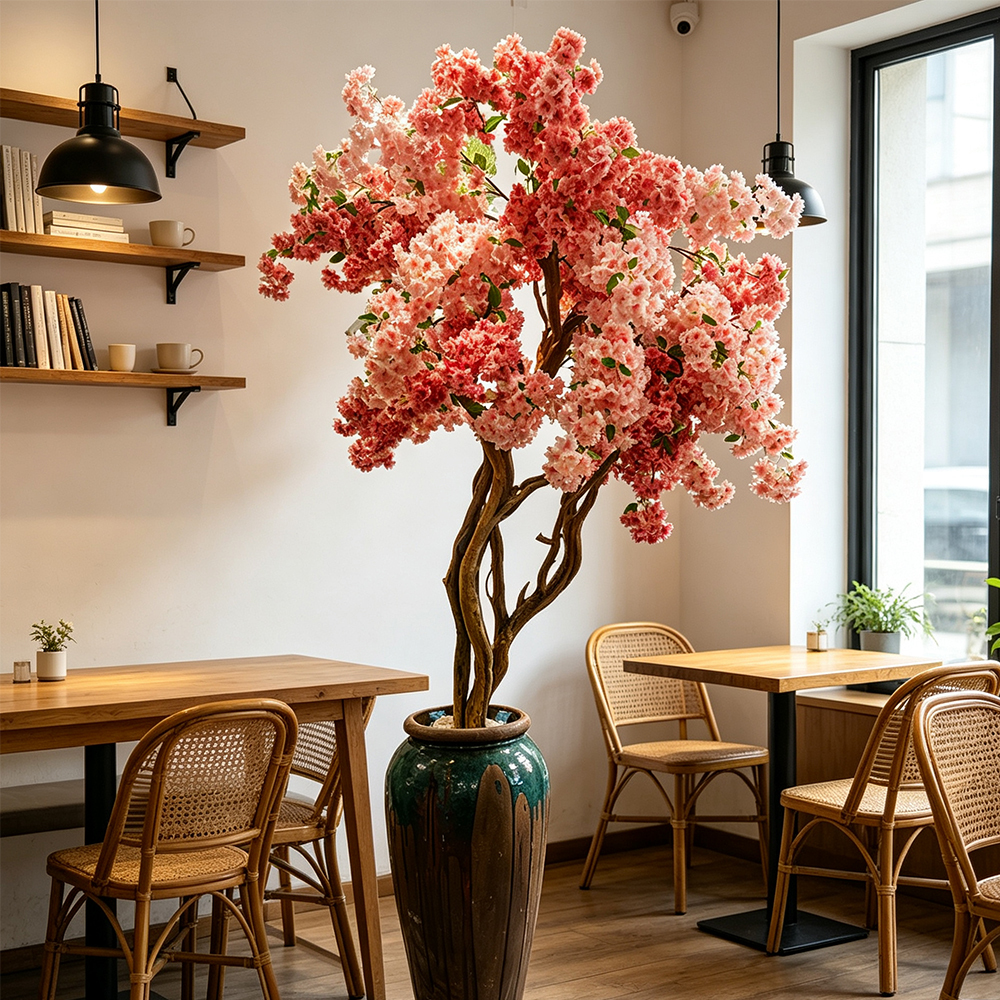 Artificial Cherry Blossom Tree Real Wood Trunk Silk Sakura Flower Tree for Wedding Decoration Indoor Outdoor
