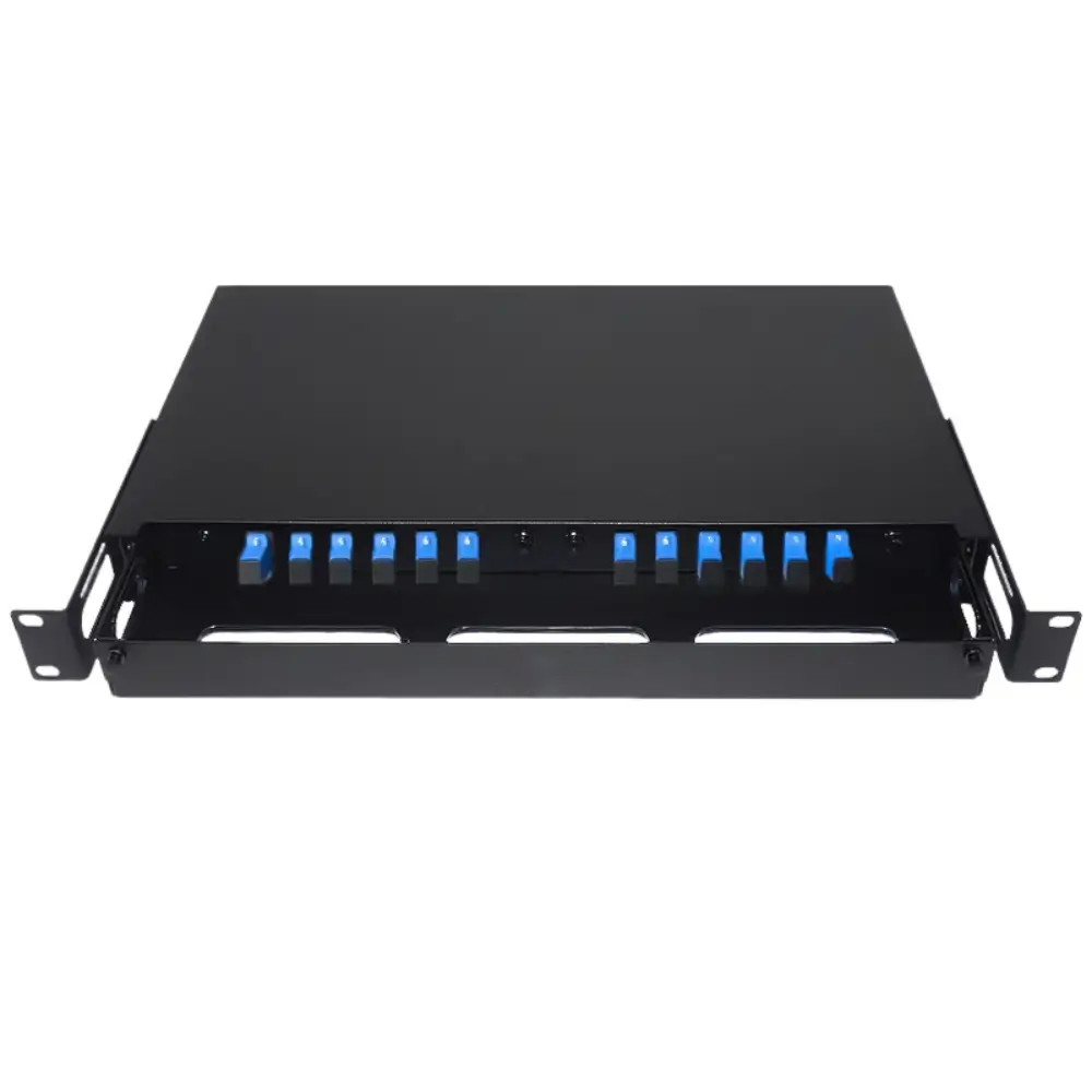 1u fiber patch panel,1U Fiber Patch Panel Rack Mount Optical Fiber Distribution Panel High Density Cable Management for Data Center Telecom Enterprise Network