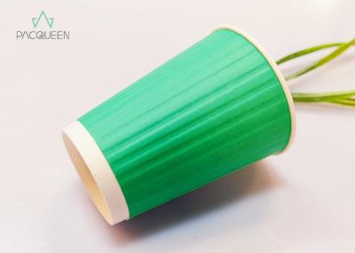 Green Embossed Takeaway Ripple Paper Cups Double Wall For Hot Beverage