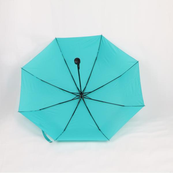 Blue 3 Fold Compact Travel Umbrella , 190T Polyester Compact Folding Umbrella