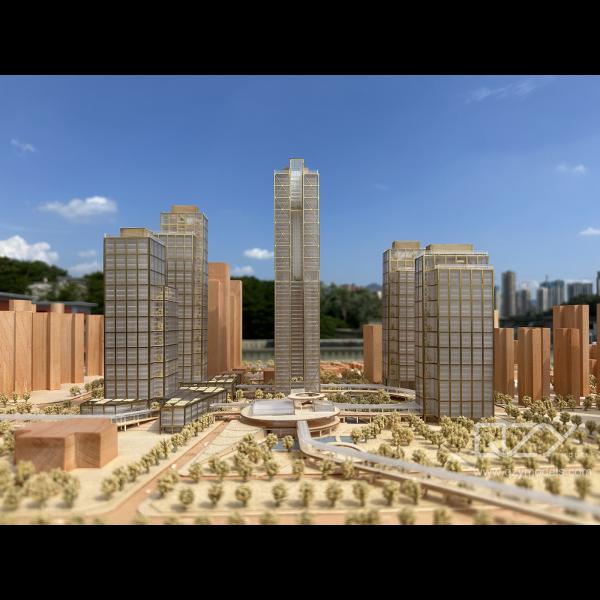 Modelo físico arquitectónico de base acrílica Proyecto Xiamen JKP 1/500