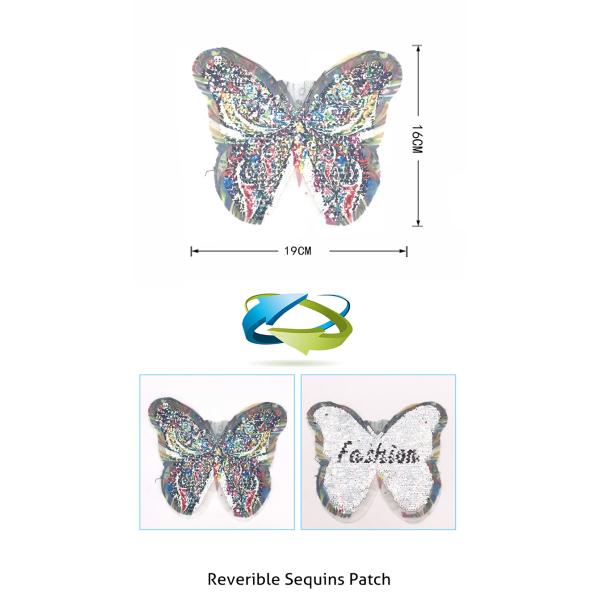 Various Styles Sequin Embroidery Patches Butterfly Series For Garment / Bags