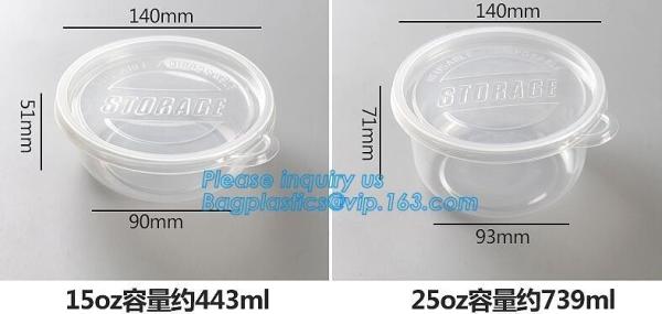 as tampas plásticas de mantimento frescas da abóbada da imprensa do aferidor do alimento do vácuo da saúde da caixa de vidro redonda, limpam Refriger vegetal Microwavable