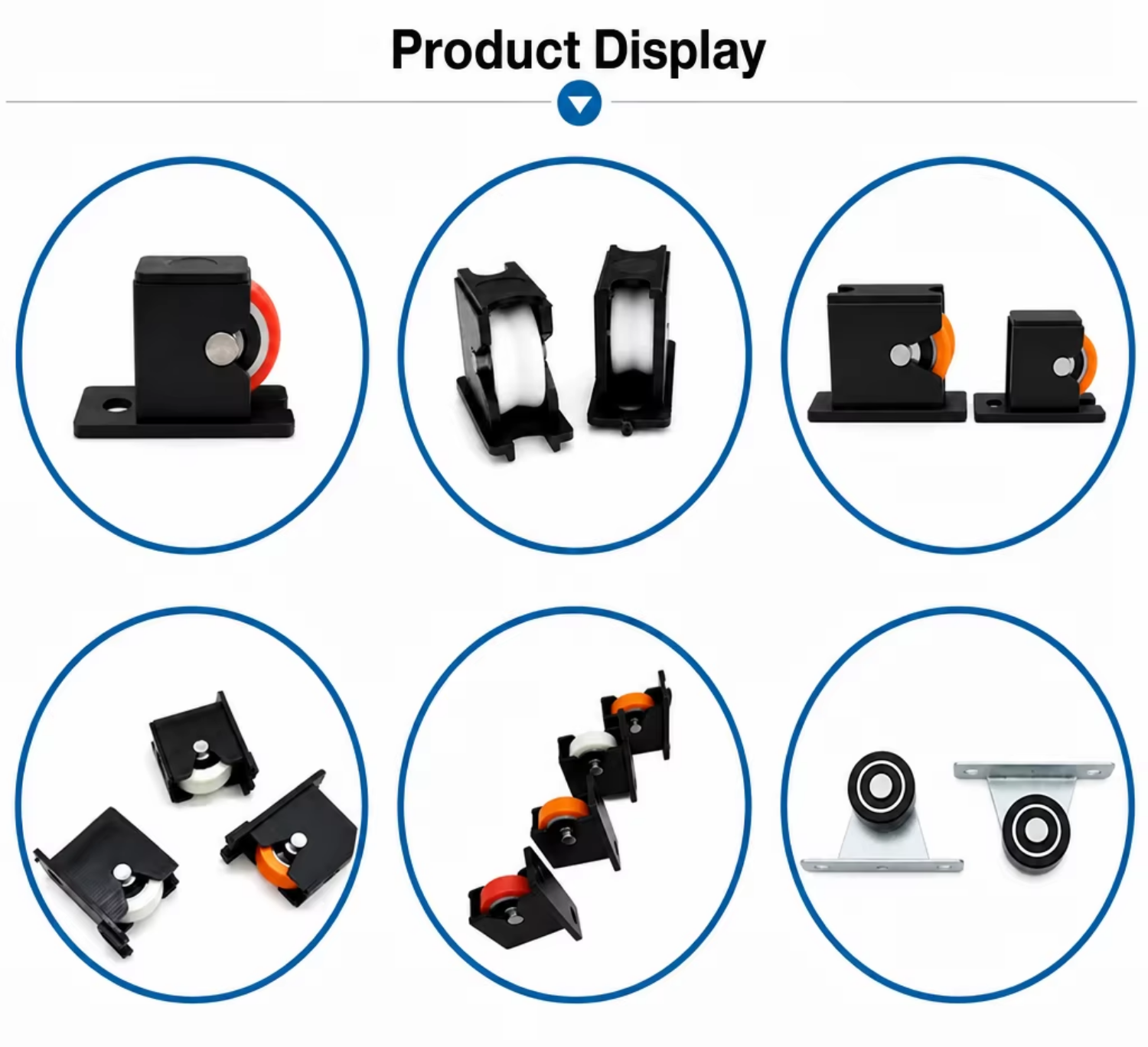 Low Profile 8mm Narrow Track Screen Roller with Black Plastic Bracket Window Roller for Sliding Roller Hardware