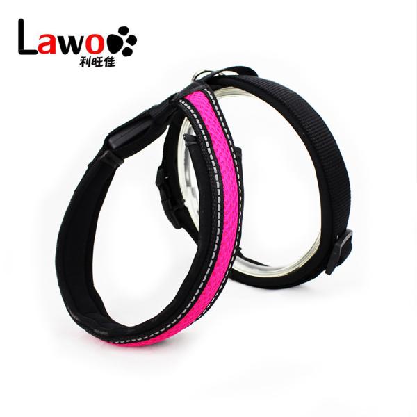 Rechargeable Airmesh Material Led Dog Harness , Easy Walk Dog Collar