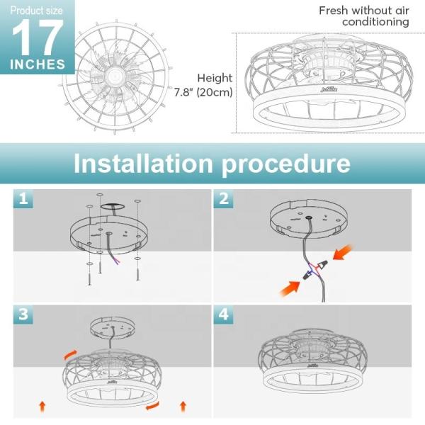 1stshine LED Moderno Design Preto Flush Monte Ventilador de Tecto com Interruptor de Controle Remoto