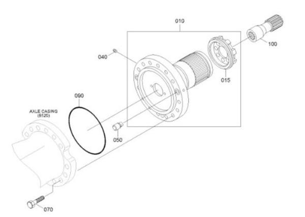 Máquina escavadora Rear Axle Sun Gear Shaft de K9001556 ZGAQ-02951 DOOSAN DX140W DX160W