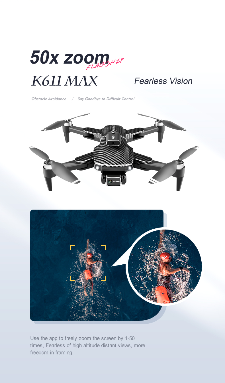 Складчивый аэрофотограф Квадкоптер K818 Max Mini Drone с 4k HD камерой Smart Brushless Motor и препятствиями
