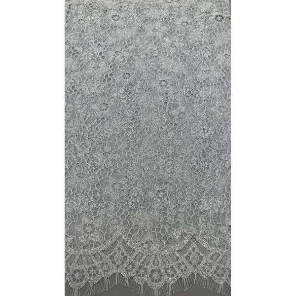 Polyester Viscose Cotton Spandex White 100% Embroidered Lace Fabric