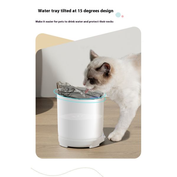 Automatic Wireless Charging Waterproof IPX5 Lightweight 0.8kg Cat Dog Drinking Bowl Eco-Friendly Solid Pattern Plastic Battery