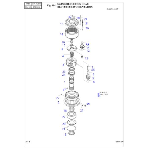 DH330LC Excavador Swing Drive Swing Gearbox 404-00094 para doosan