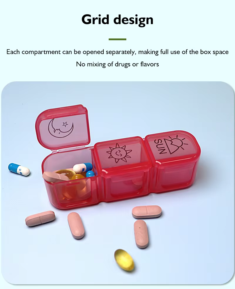 Pill Container Organizer 3 Times Day 7 Days Plastic Portable 21 Compartments Weekly Travel Vitamin Medication Case