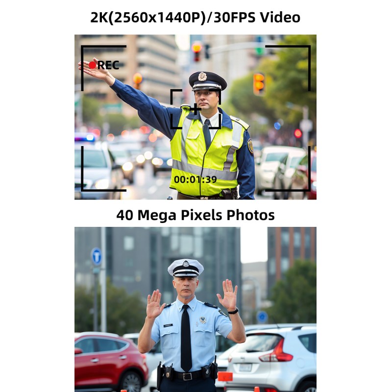 Portable 4G Body Worn Camera 2K Video 40MP Photo IP67 Waterproof IR Night Vision WIFI&GPS&BT Function Camera for Security Guard