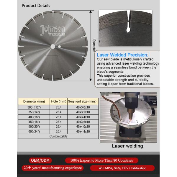 Лазер сварил лезвие кафельного резца диаманта быстрого вырезывания 500mm пилы влажное