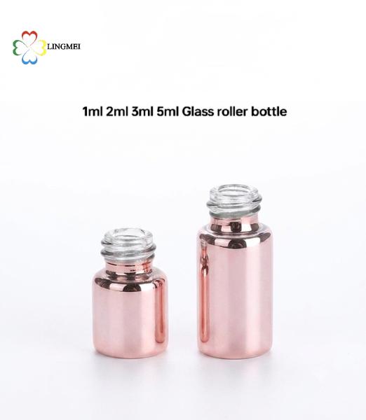 Premium UV Electroplated Rose Gold Glass Roller Bottles | 1ml 2ml 3ml 5ml Mini Essential Oil & Perfume Vial for Travel