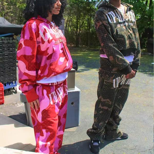 CAMO CAMO CAMO Camuflage Rasta Pantalla con sudadera con capucha Startie streetwear shatkingsuit de chándal personalizar unisex de seguimiento de seguimiento unisex