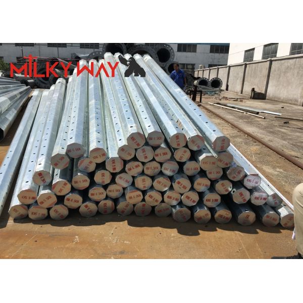 Steel Power Pole 12m Height Hot Dip Galvanized with Minimum Breaking load 2.5KN 10KN 20KN
