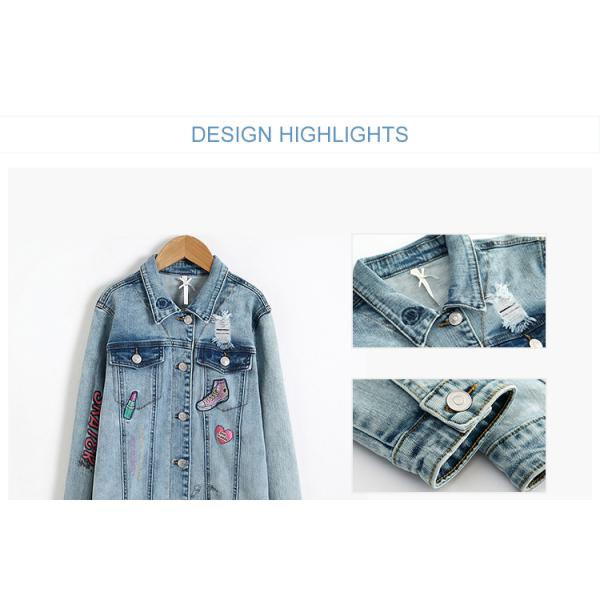 Fashion Spring Teen Girls Denim Clothes Jean Jacket Casual / Printed Pattern