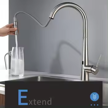 Single Handle Stainless Steel Kitchen Faucet Pull Down Sprayer Hot And Cold Water Mixer