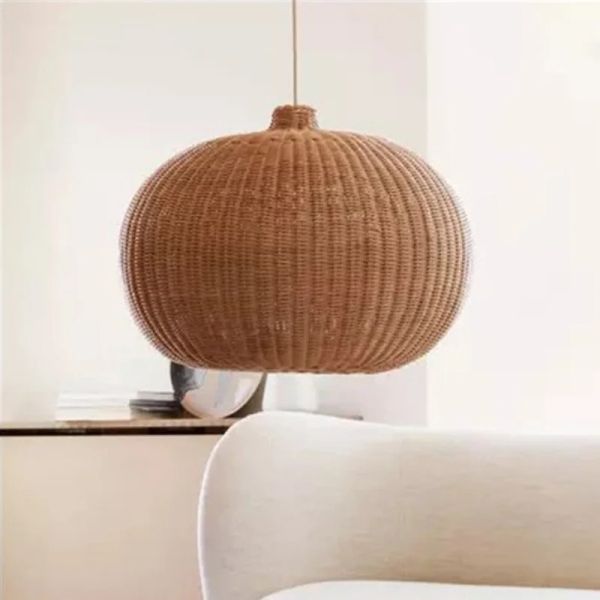 Dining Room Lamp Cafe LED farmhouse Village Vintage Handmade Wicker Pendant Light(WH-WP-112)