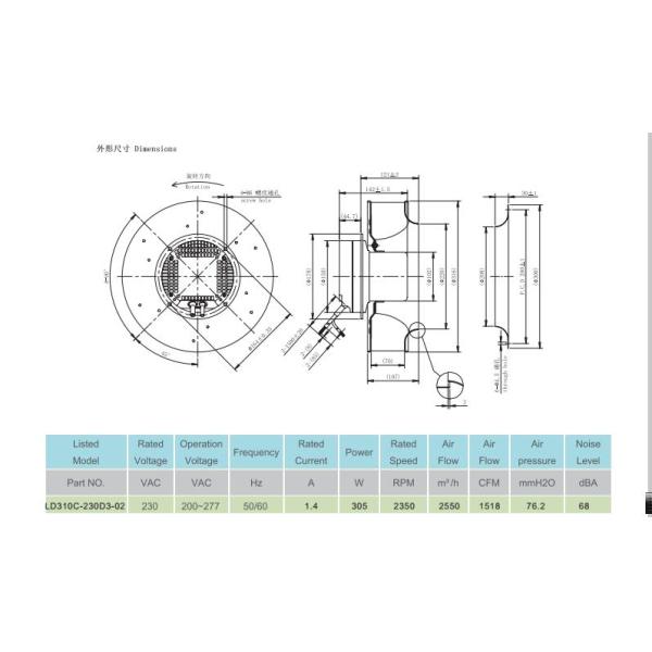 EC Motor Fan , Centrifugal Blower Fan With Brushless DC Electric Motor