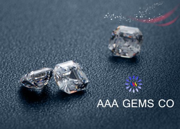 White Color Asscher Cut Moissanite Loose Stones For Pendant / Earring